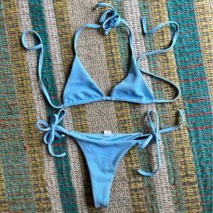NWOT Blue Thong Bikini
